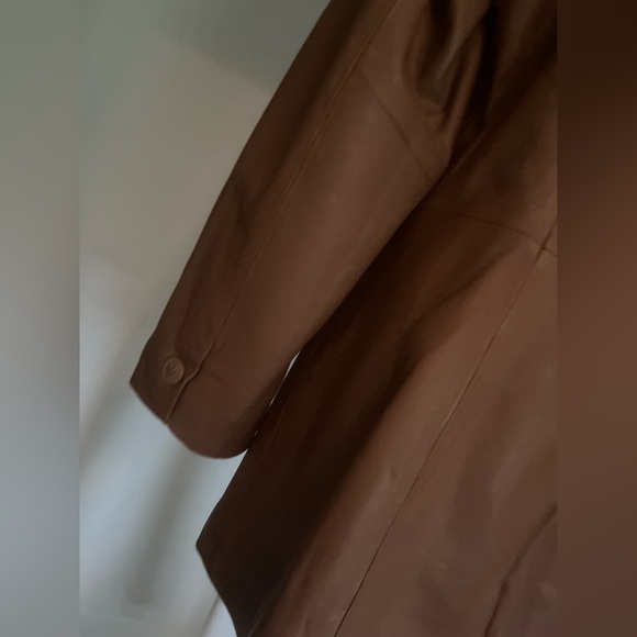 Denim & Co. Cognac Brown Leather Blazer Style Jacket, Size M - Picture 6 of 12